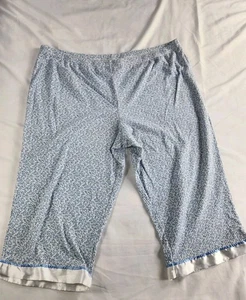 Secret Treasures Pants 3X Women Blue White Floral Print Capri Sleepwear Lounge  - Picture 1 of 10