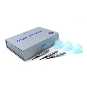 CUESOUL BLUE GEM STONE 20g Soft Tip 90% Tungsten Dart Set, titanium coating fini - Picture 1 of 6