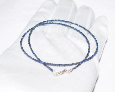 71.1cm Naturale Lapislazzuli Collane 925 Argento Sterling 2 MM Perline Gemma - Immagine 1 di 4