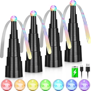 Rechargeable Tabletop Fly Fans with LED Light - 4 Pack - Picture 1 of 7