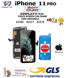 DISPLAY IPHONE 11 PRO " SOFT OLED "  TOUCH SCREEN FRAME  PARI ORIGINALE  GLS - Imagen 1 de 12