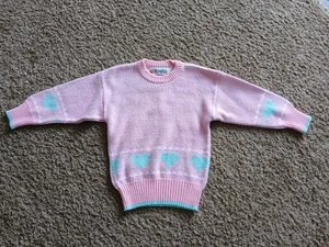 VTG Girls Sweater Size Small Pink Long Sleeve Vintage Kids Sweater KT Kemples - Picture 1 of 7