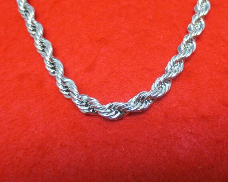 MENS 24" BLING 14KT WHITE GOLD PLATED 7MM ROPE  CHAIN  HIP HOP NECKLACE - Image 1 of 1
