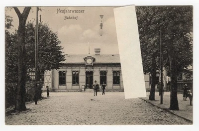 Ak Neufahrwasser Danzig Bahnhof 1915 - Bild 1 von 2