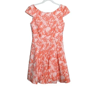 Betsey Johnson Orange & White Fit and flare Cap Sleeve Dress size 4  - Picture 1 of 8