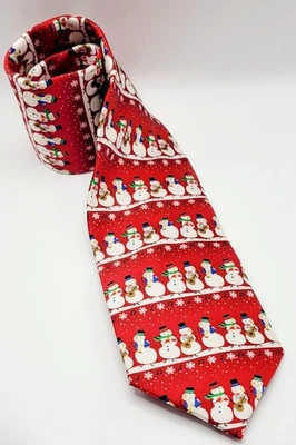 Vintage Snowman Neck Tie Hallmark Holiday Collection 100% Silk Christmas - Image 1 of 4