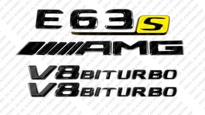 Logotipos letras con emblemas negros amarillos para Mercedes-Benz E63s V8 biturbo AMG W213 Foto 1 de 4