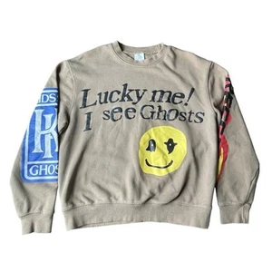 Cactus Plant Flea Market Sweater Men Large Beige Kids See Ghosts Kanye Cudi Camp - Picture 1 of 9