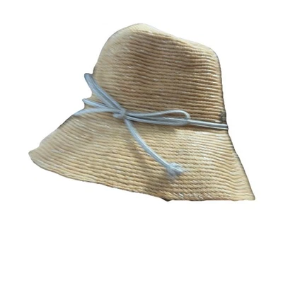 Tommy Bahama Crochet Cubo Sombrero Metálico Natural Paja Borde Plateado Piña Foto 1 de 4