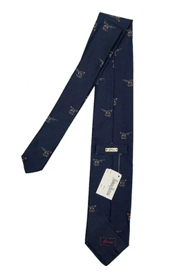 ¡Nueva corbata de seda Brioni!  Gris oscuro con golfistas en toda Italia muy tradicional Foto 1 de 2