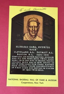 HOWARD EARL AVERILL ~ Signed/Auto Gold Baseball HOF Plaque Postcard ~ No COA - Picture 1 of 7