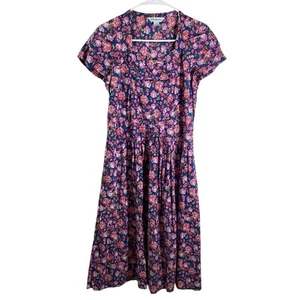 Vestido midi floral rosa y azul con bolsillos talla XS April Cornell para mujer - Imagen 1 de 8