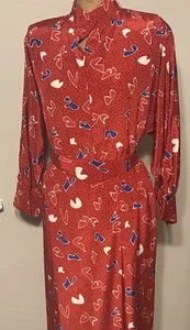 Vintage RK Originals Abstract Print Red White Blue Dress Size 10 Hong Kong - Picture 1 of 11