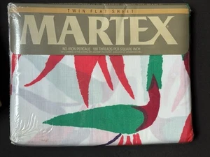 NEW Martex TWIN FLAT SHEET & PAIR Standard PILLOWCASES Bird Of Paradise Vintage - Picture 1 of 20