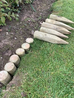 WOODYARD THINGS 40 pioli corti in legno diametro 60 mm pali rotondi da giardino, trattati, appuntiti