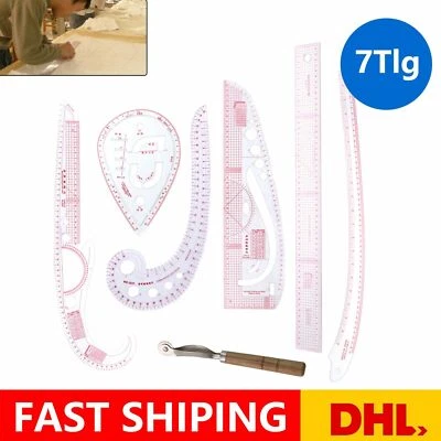 7x Schneiderlineal Bekleidung Kurve Lineal Ärmel Knopf Patchwork Zubehör set - Bild 1 von 4