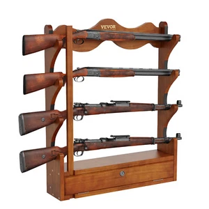 Uimoso Gun Rack 4-Slot Wood Gun Rack Wall Mount Gun Display Rack holds 4 Rifles - Picture 1 of 8