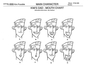 Disney's KIM POSSIBLE 2002 copia de estudio de producción KIM'S DAD página de guía de modelos - Imagen 1 de 4