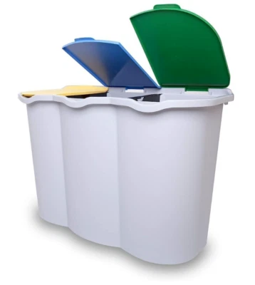BELLI E FORTI Secchio Raccolta Differenziata 3 Scomparti Pattumiera Grande Bidone Rifiuti 80 L