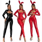 M~2XL Womens Bodysuit Open Crotch Polyester+Spanex Shiny Slimming Comfortable
