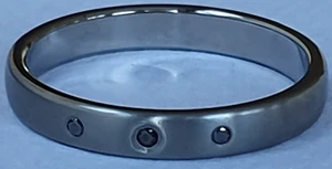 3x Black Sapphire Titanium Satin Finish Wedding Dress Eternity Ring Size Z+3 - Picture 1 of 5