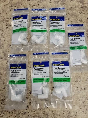Lot 7- BrassCraft Push Connect 3/8" x 1/4” MIP Male REDUCING ELBOW PC69-6-4P P - Image 1 of 4