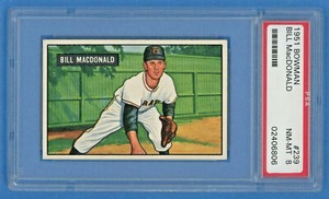1951 Bowman #239 Bill MacDonald Pittsburgh Pirates Card PSA 8 