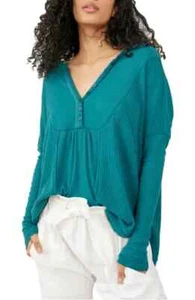 Free People Leo Henley T-Shirt XL Evergreen Farbe NICHT BLAU (siehe Beschreibungshinweis) - Bild 1 von 12