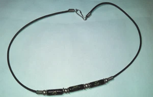 Artisan Choker Porcelain Tube Beads Silver Black Steampunk Goth Biker Versatile - Bild 1 von 7