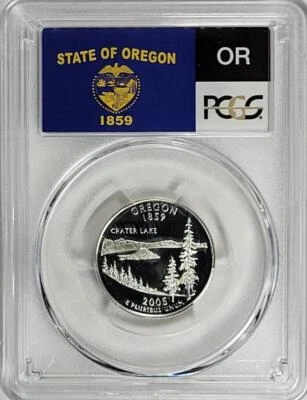 2005 - S  Silver Washington Quarter - Oregon - PCGS  PR70DCAM - Flag Series - Image 1 of 2