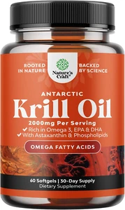 Antarctic Krill Oil 2000Mg Softgels per Serving - Omega 3 Krill Oil Supplement w - Picture 1 of 10
