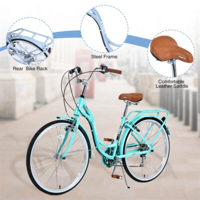 Bicicleta 26 pulgadas para damas 7 velocidades doble freno ciudad de cercanías para niñas bicicleta para mujeres Foto 1 de 4