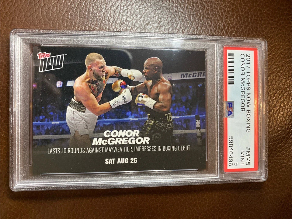 PSA 9 Conor McGregor vs Floyd Mayweather 2017 Topps Now Card MM5 BOXING Low Pop - Image 1 of 2