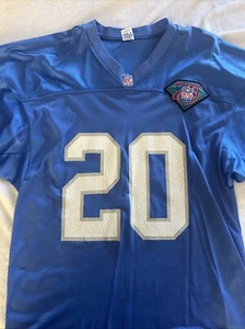1994 Detroit Lions Jersey Mens Blue Russell Athletic Barry Sanders 75th Patch - Picture 1 of 6