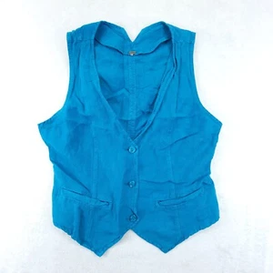 YFB Young Fabulous and Broke Womens Blue Tencil Cotton Button Vest 34" Chest - Picture 1 of 5