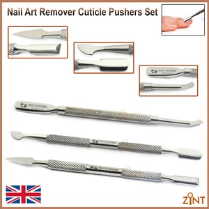 Cuticle Nail Pusher Dual Scraper Cleaner Stainless Steel Manicure Pedicure 3Pcs  - Imagen 1 de 5