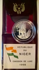 Westafrika Niger 10 Francs 1968 Silber PP 20g mit etui . - Bild 1 von 3