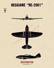 WWII Italian Reggiane Re.2001 Falco II Fighter Aircraft Recognition Poster V-1