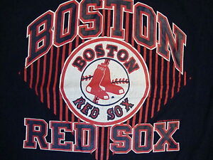 True Vintage Champion Blue MLB Boston Red Sox Baseball TShirt Fits Adult M NICE