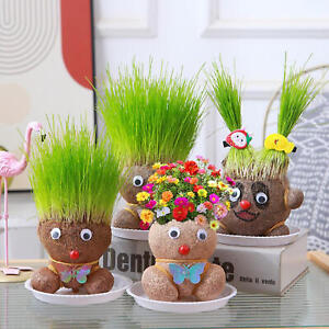 Kopf Puppe Gras Home Plant Kreative Mini Haar Kopf Pflanze Büro Desktop Lustig