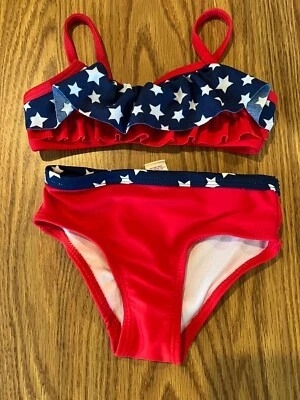 Infant Girls 4th of July Patriotic Bathing Suit 6-9mths Made by OP 2 piece Swim - Изображение 1 из 3
