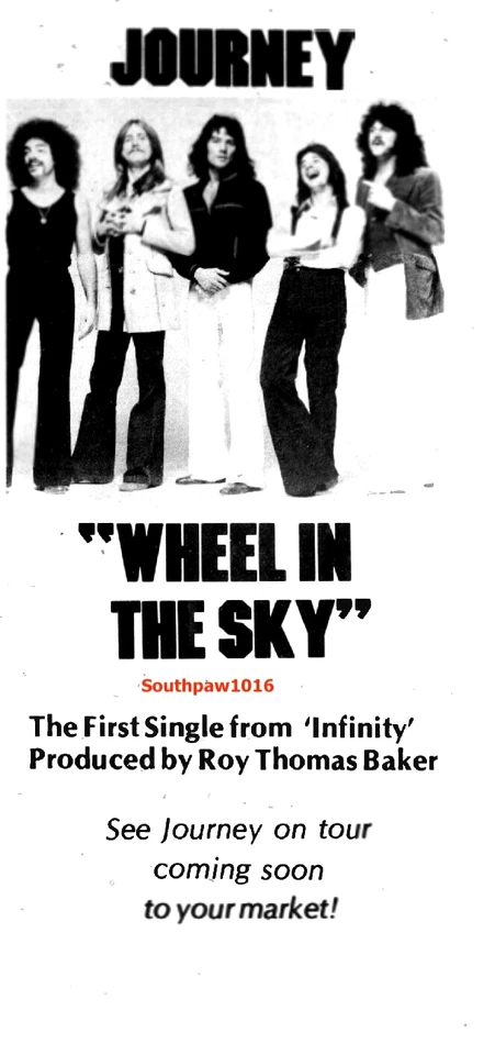 1978 Journey "Wheel In The Sky" Song Release Music Industry Promo Reprint Ad - Image 1 of 1