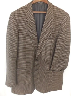 Abrigo Deportivo Jones New York Blazer 44L Lana Negro Tostado Cuadros Chaqueta 2 Botones Foto 1 de 4