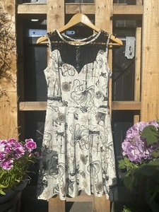 Jawbreaker Ivory Nautical Black Lace A Line Fit & Flare Dress Size S - Picture 1 of 5