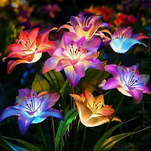 6 Pack Solar Garden Lights, Solar Lights Outdoor Waterproof with Lily Solar F... - Picture 1 of 7