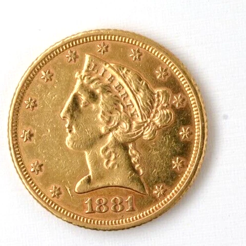 1881 US Half Eagle Liberty $5 Five Dollar Gold Coin 	 Cover