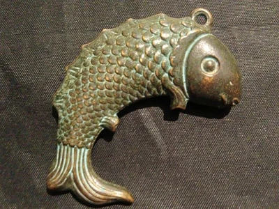 Красивый китайский бронзовый ручной работы * рыбы * 2 лица подвеска VV018 - Изображение 1 из 4