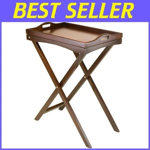 Multi-Functional Antique Walnut Butler Table– Easy Fold & Store Serving Solution - Picture 1 of 11