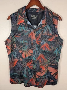 Reel Legends Shirt Womens Large Mariner Sleeveless Tropical Palm Print Button Up - Picture 1 of 10