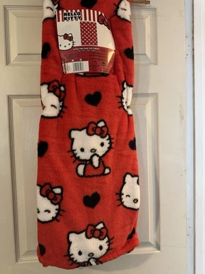 Cobertor Hello Kitty Corações Vermelhos Dia dos Namorados Pelúcia Lã Macio Novo com etiquetas - Imagem 1 de 4